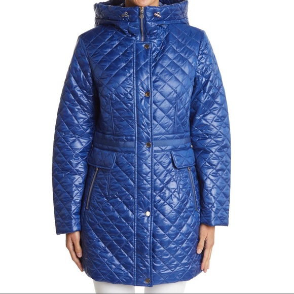 NWT Kate Spade Quilted Puffer Hooded Coat Cobalt